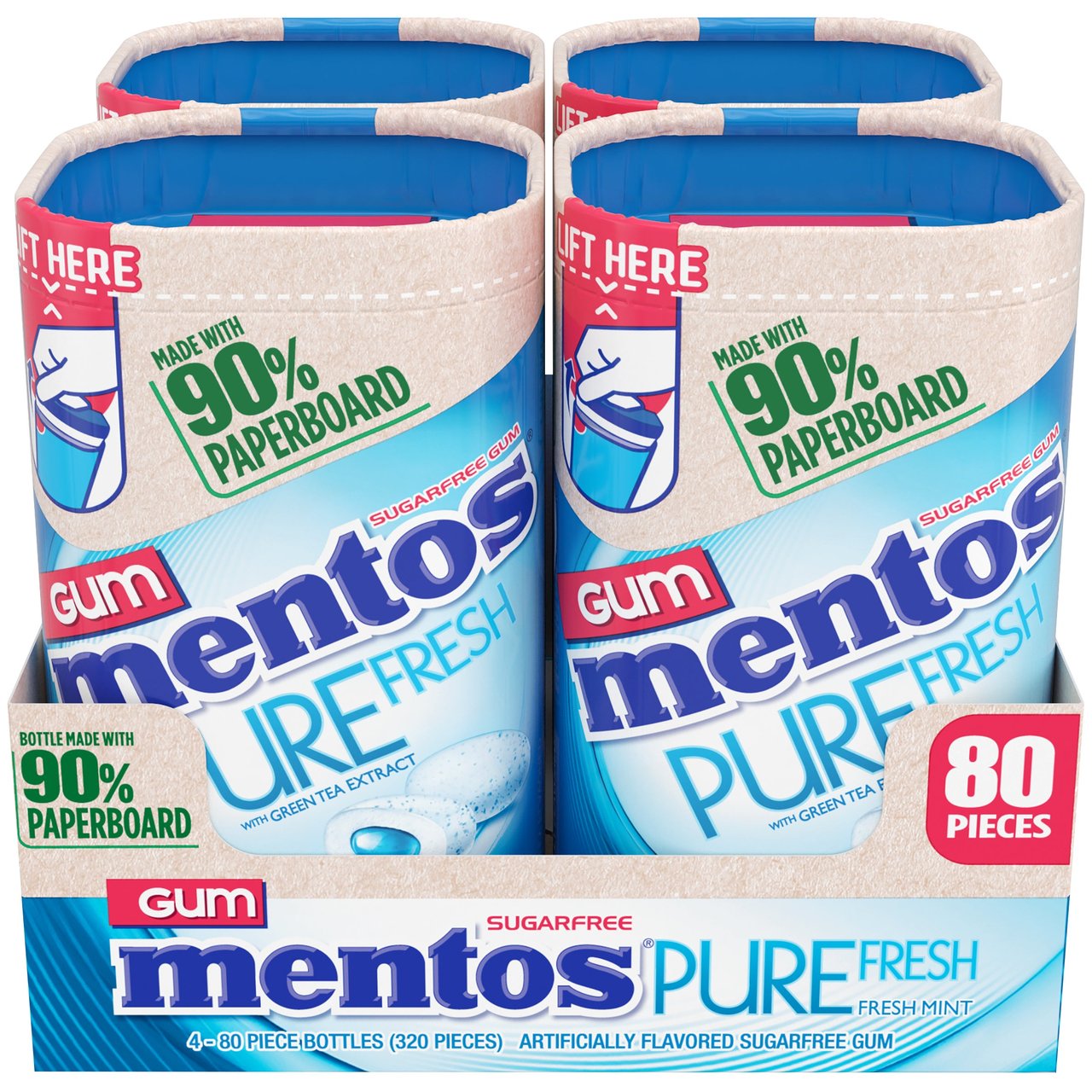 Mentos Pure Fresh Gum Fresh Mint, 4-Count/80 Pieces - Image 1