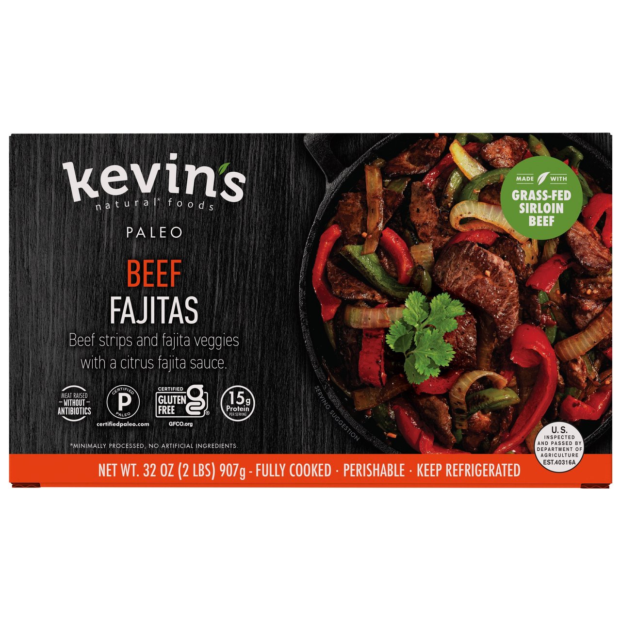 Kevin's Natural Foods Beef Fajitas, 32 oz - Image 1