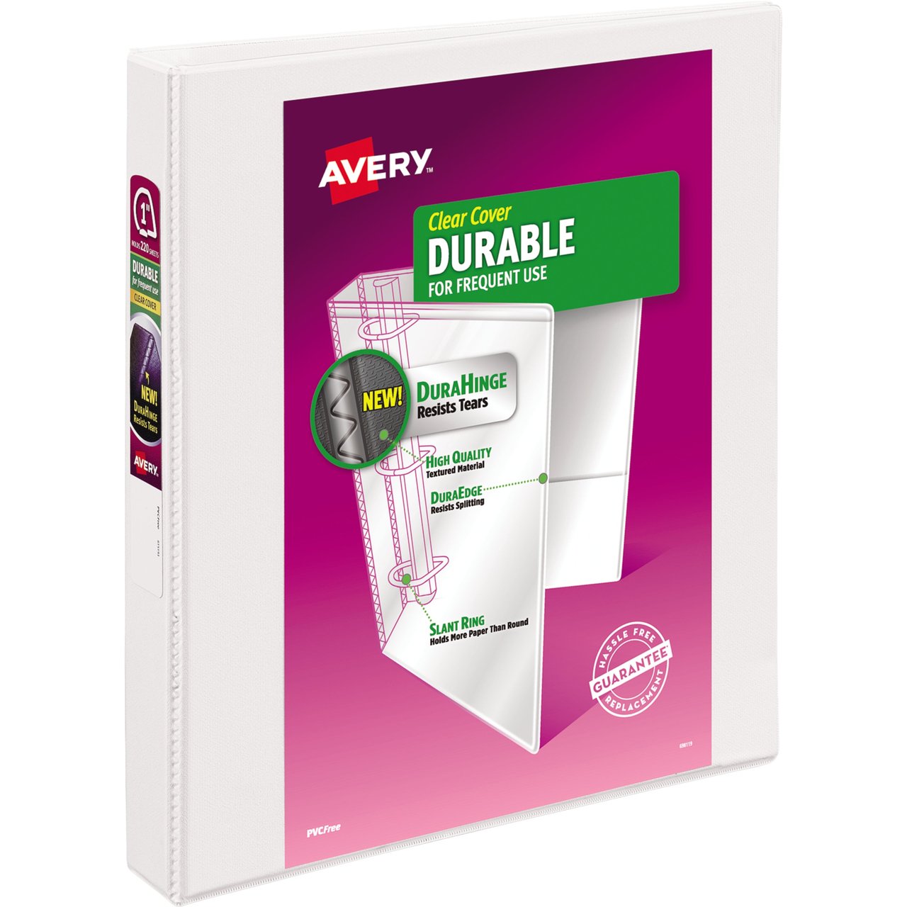 Avery Durable View 3-Ring Binder, 1" Capacity, White, 6-Pack - Image 1