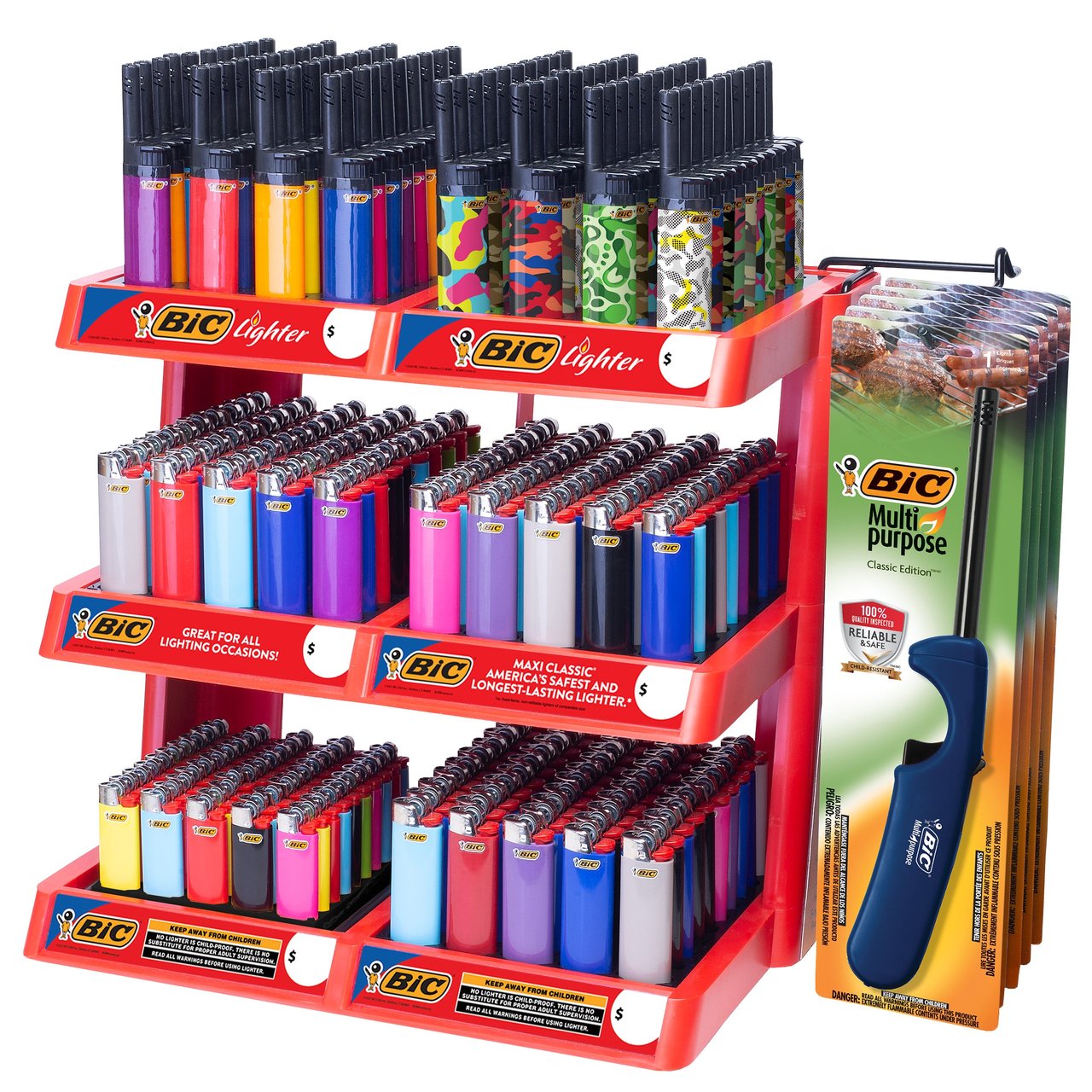 BIC Lighters 6-Tier Display, Assorted Varieties, 285 ct