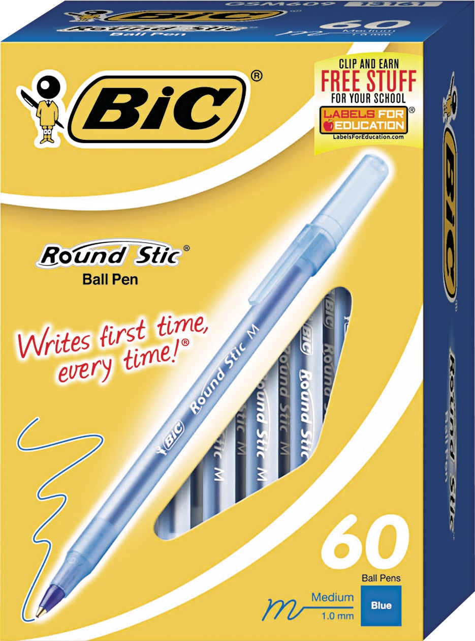 BIC Round Stic Xtra Life Ballpoint Pen, Blue Ink, 60-Count - Image 1