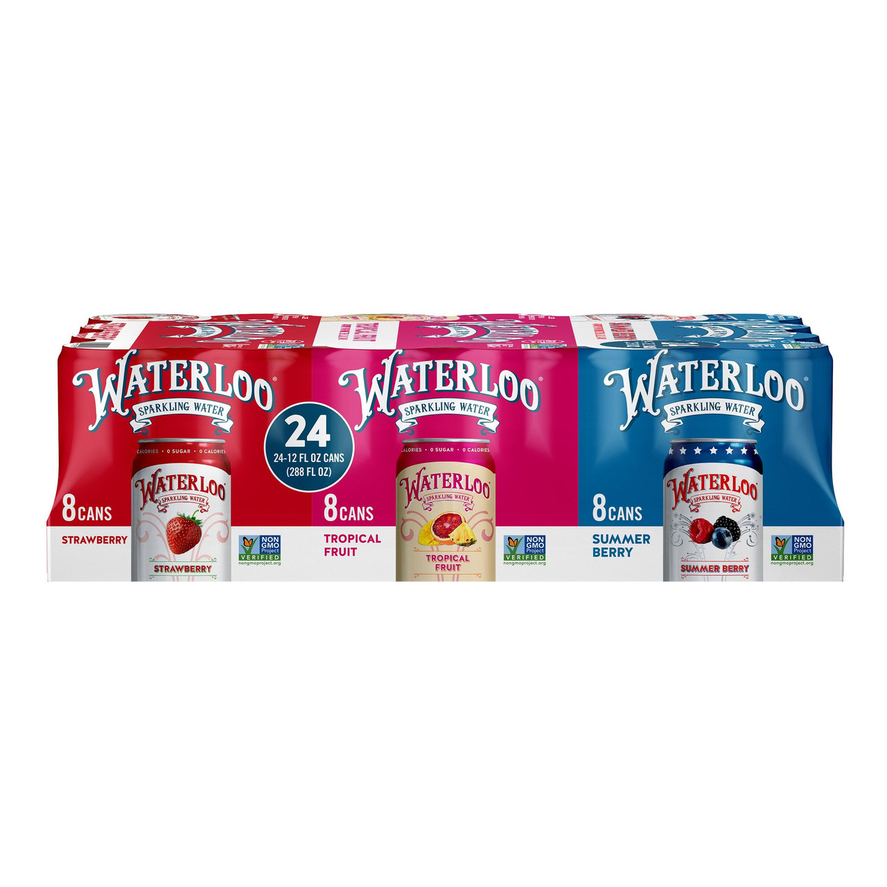 Waterloo Sparkling Water Variety Pack, 24 Count, 12 FL OZ