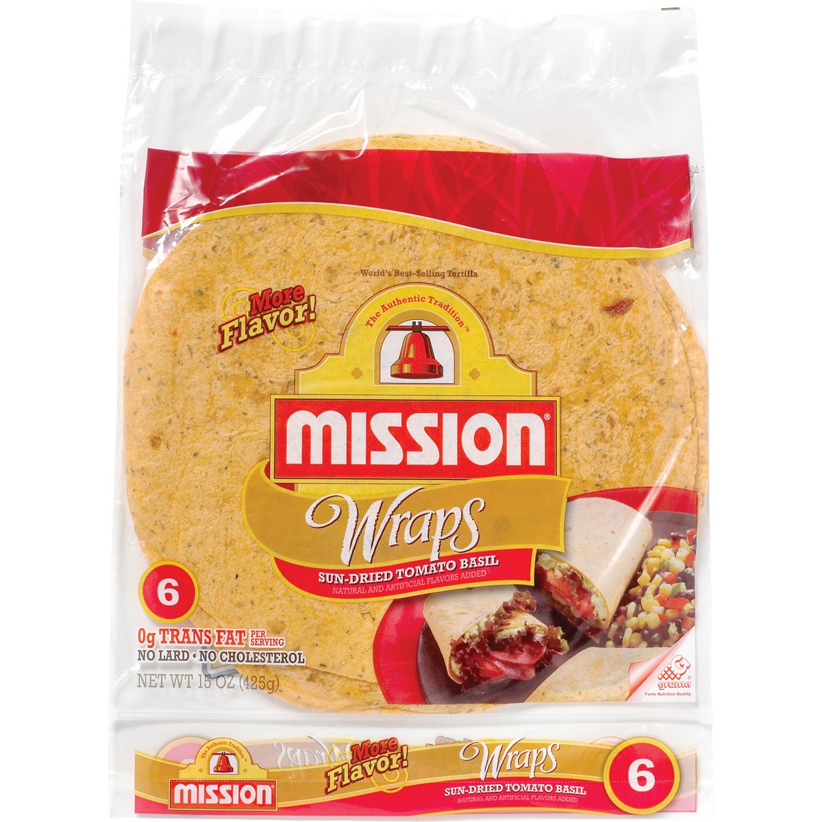 Mission 10" Sun-Dried Tomato Basil Wraps, 6 CT