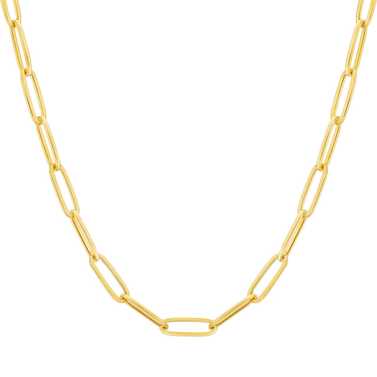 14KT Yellow Gold 22" Paperclip Necklace Made in Italy - Image 1