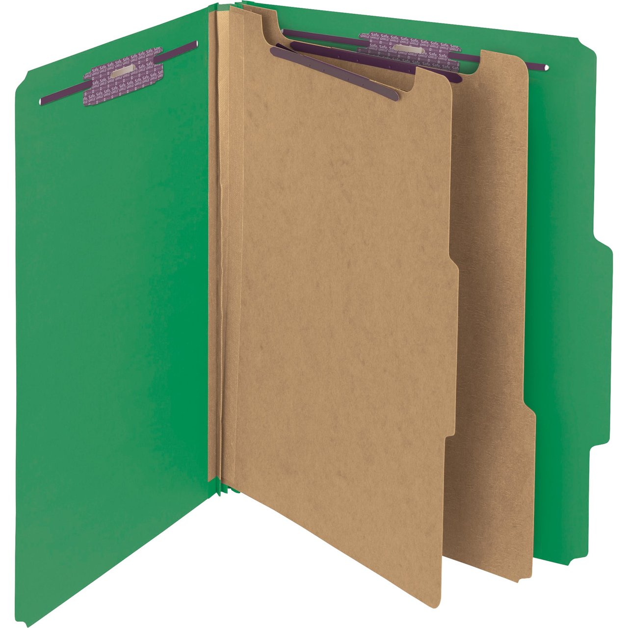 Smead Pressboard Classification Folders, Letter Size, Six-Section, Green, 10-Box - Image 1