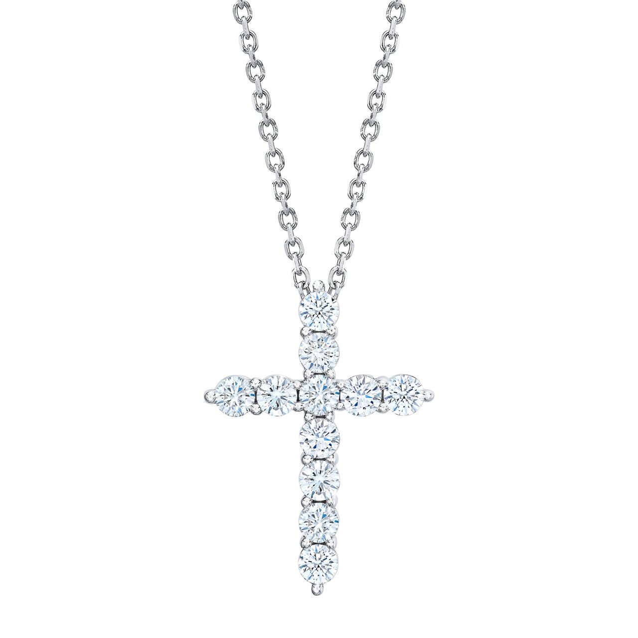 14kt White Gold VS2 G 1.00ctw Round Diamond Cross Pendant - Image 1