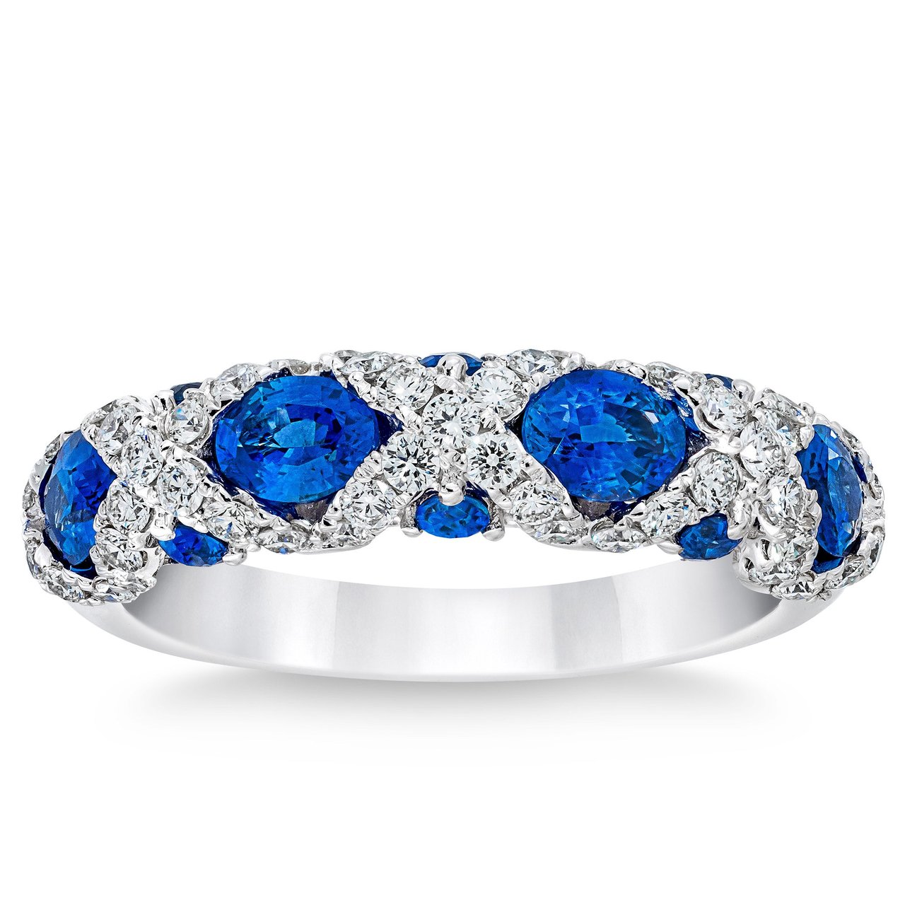 14kt White Gold 0.65 CTW VS2/I Diamond and Oval Blue Sapphire Ring - Image 1