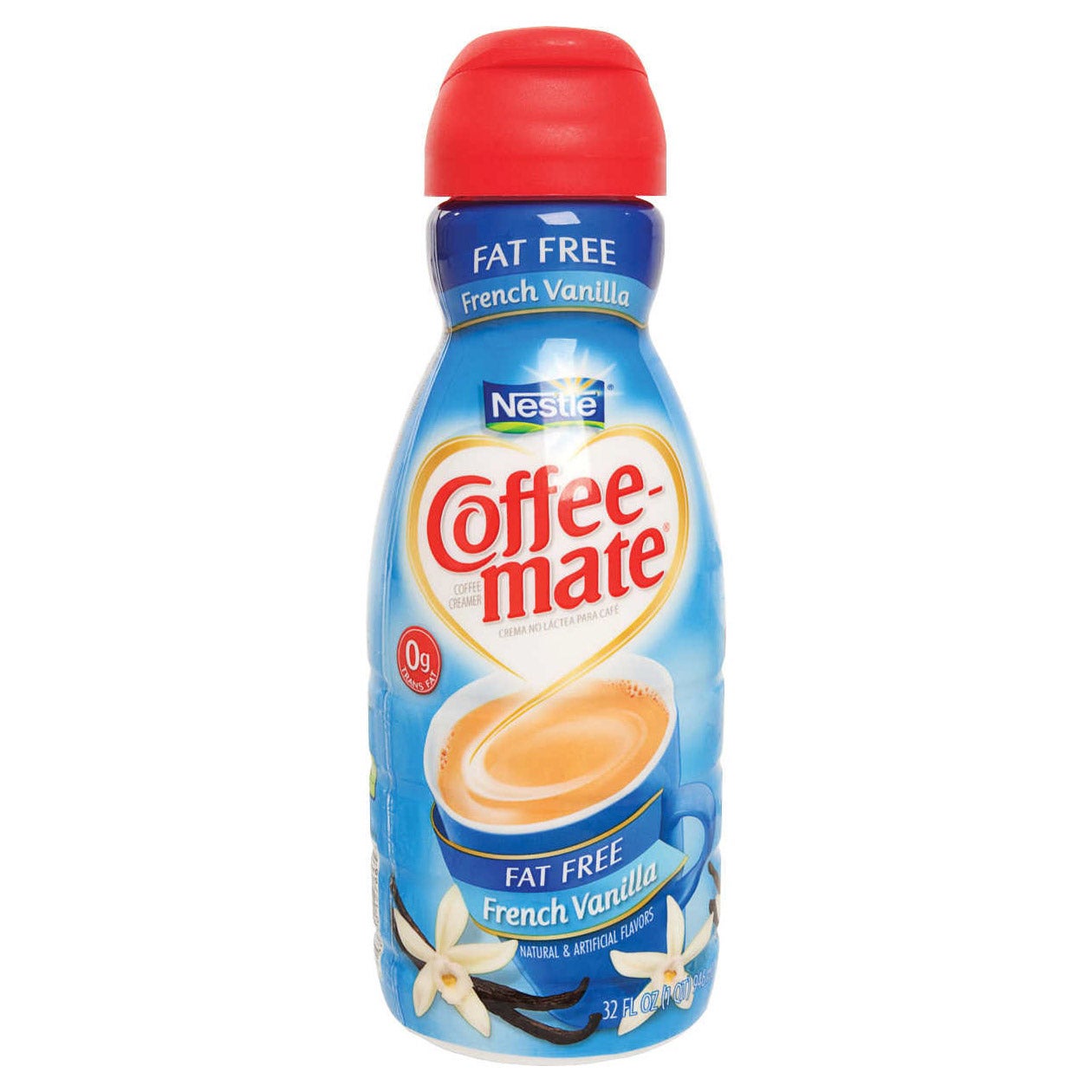 Coffee-mate French Vanilla Fat Free Liquid Coffee Creamer, 32 fl oz - Image 1