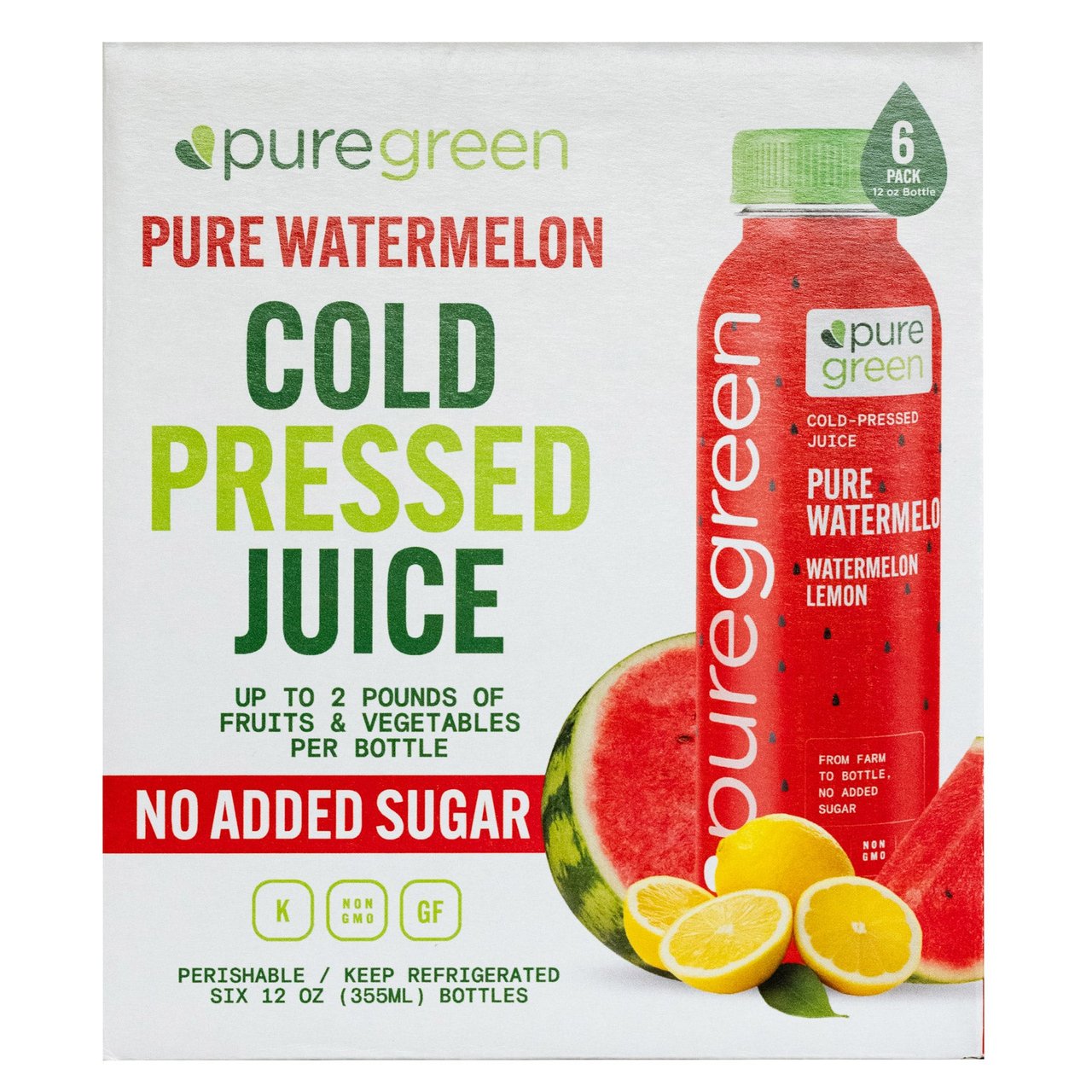 Pure Green Pure Watermelon Cold Pressed Juice, 6 x 12 oz - Image 1