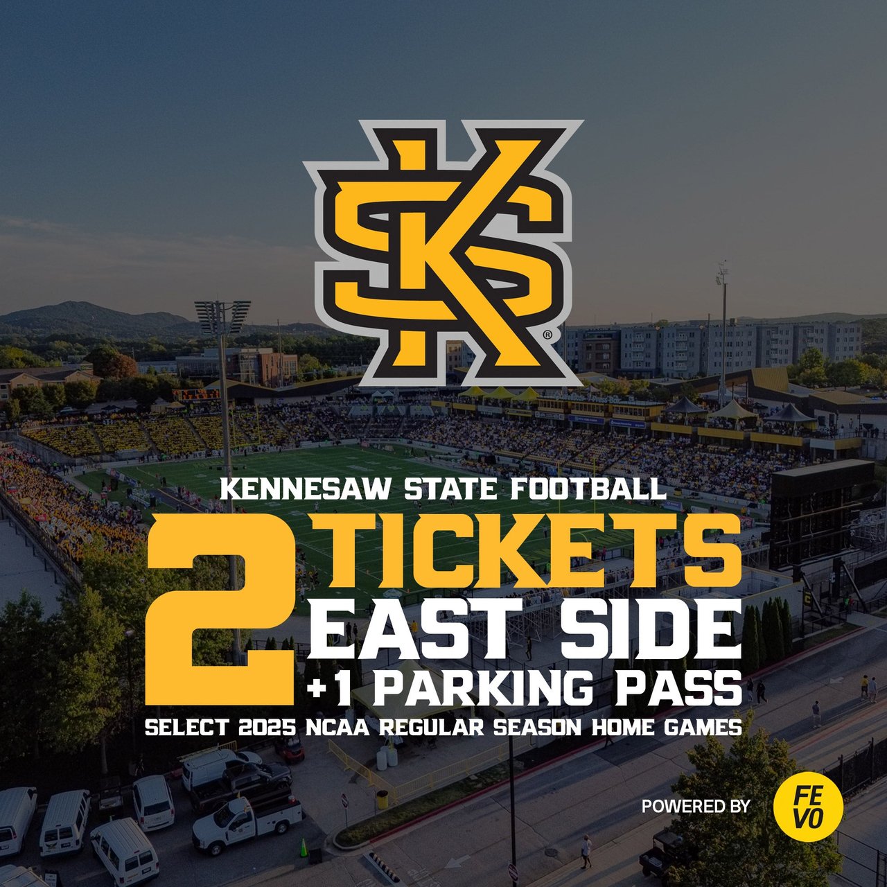 NCAA Kennesaw State Football - 2 East Side Tickets + Parking Pass, eVoucher