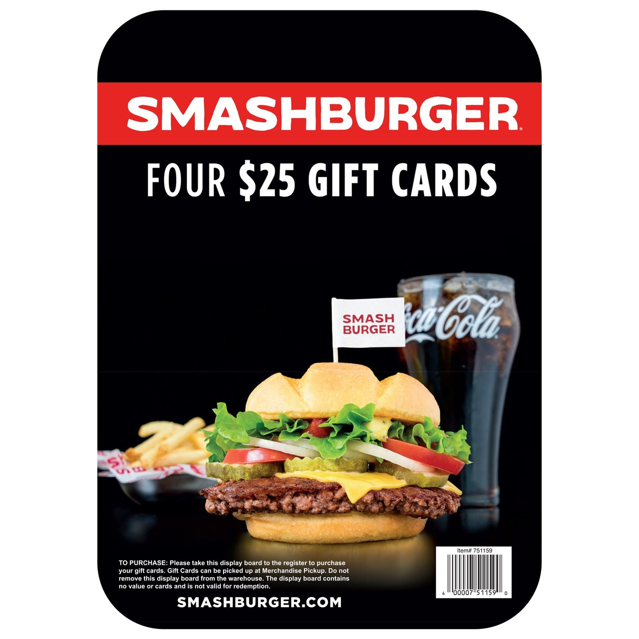 Smashburger 4 x $25 Gift Cards (Non-Refundable) - Image 1
