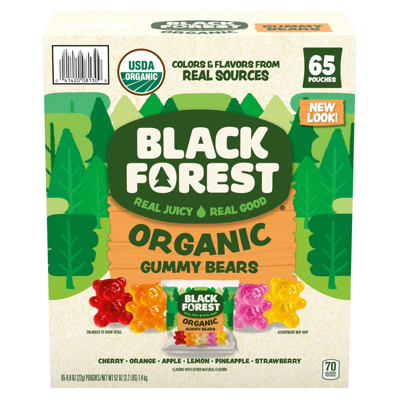 Black Forest Organic Gummy Bears, 65 Count, 0.8 oz Pouches (3.25 lb) - Image 1