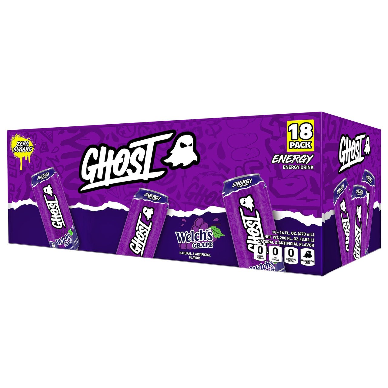 GHOST Energy Welch's Grape Energy Drink, 18 CT / 16 oz - Image 1