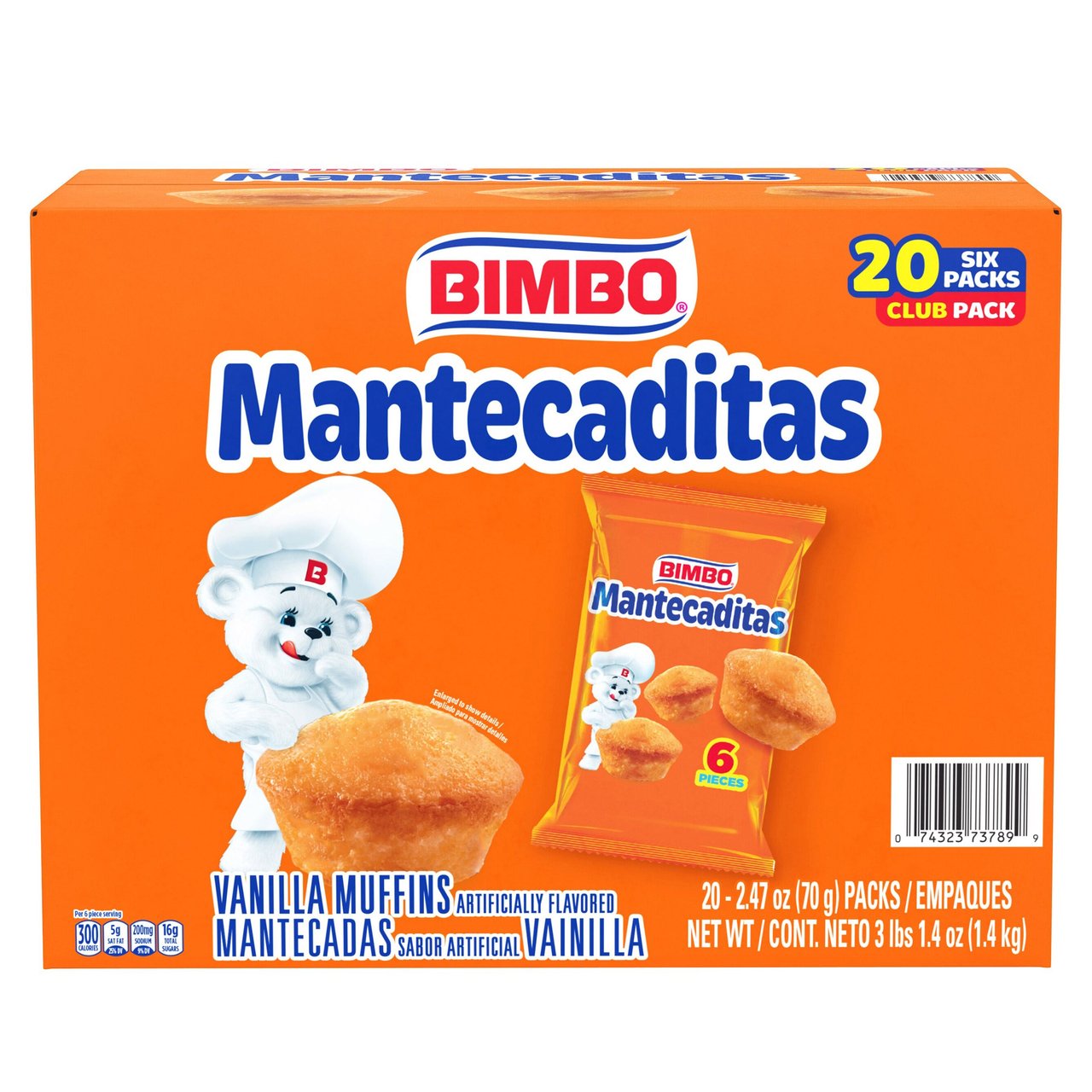 Bimbo Mantecaditas Vanilla Muffins, 2.47 oz, 20 ct - Image 1