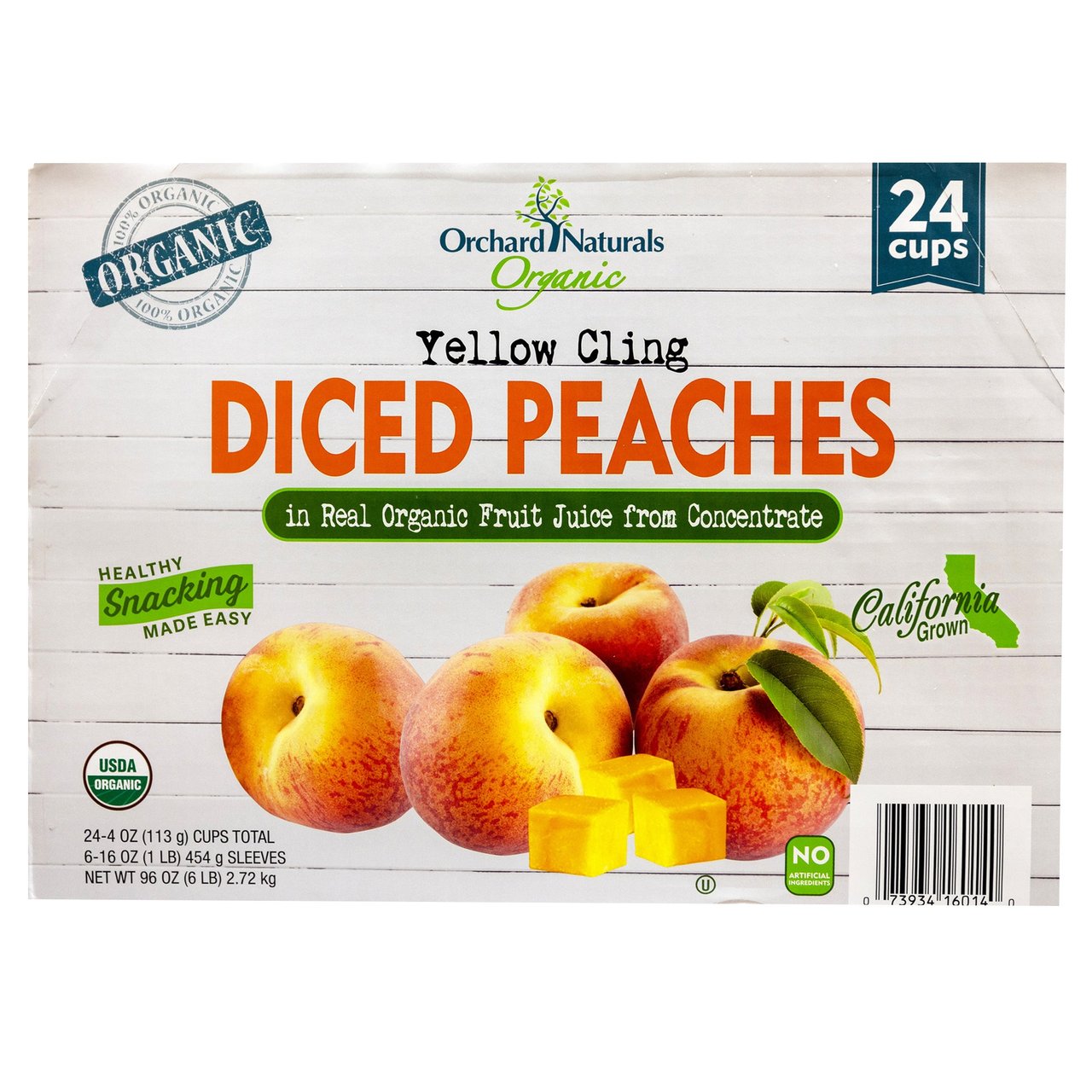 Orchard Naturals Organic Diced Peach Cups, 24/4 oz - Image 1
