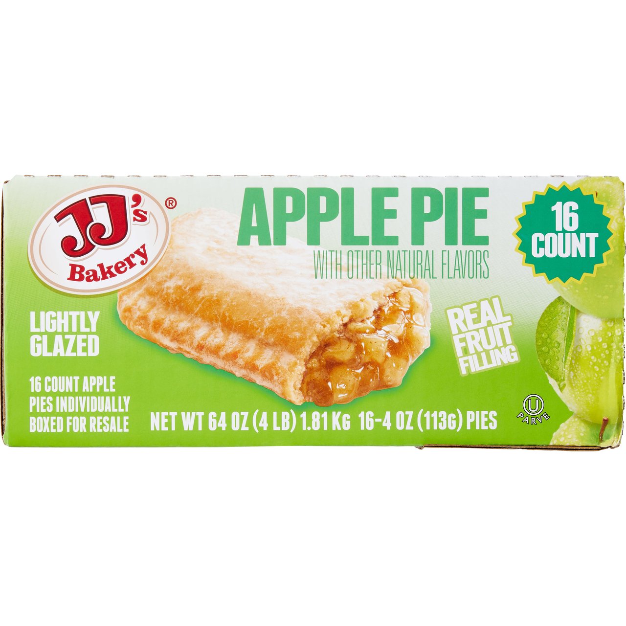 JJ's Bakery Lightly Glazed Apple Pies, 16-Count, 4 oz