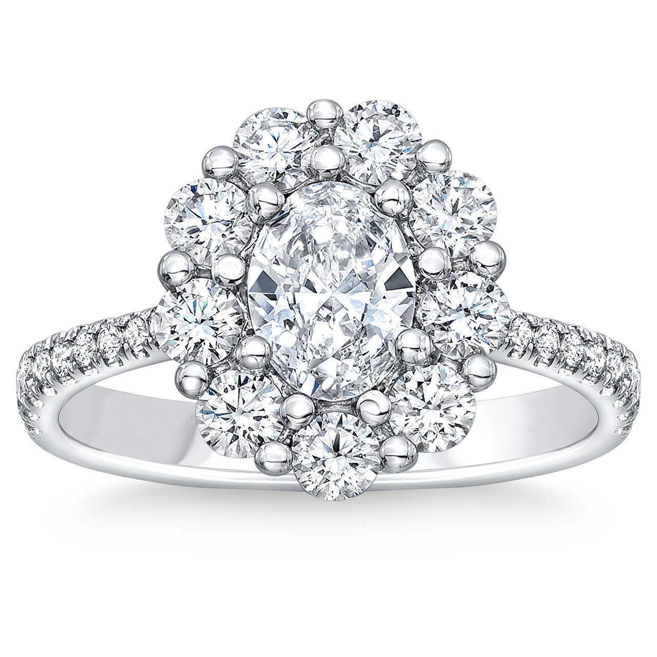 Platinum VS2 I 1.39 CTW Oval Diamond Ring (0.50 CT Center) - Image 1
