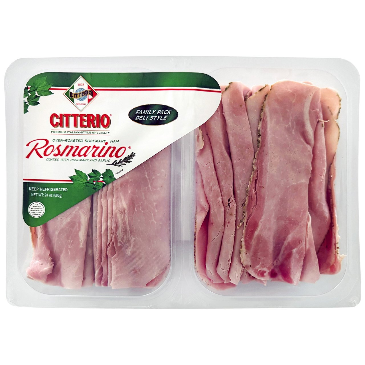 Citterio Sliced Rosemary Ham 2/12 Ounce Packages - Image 1