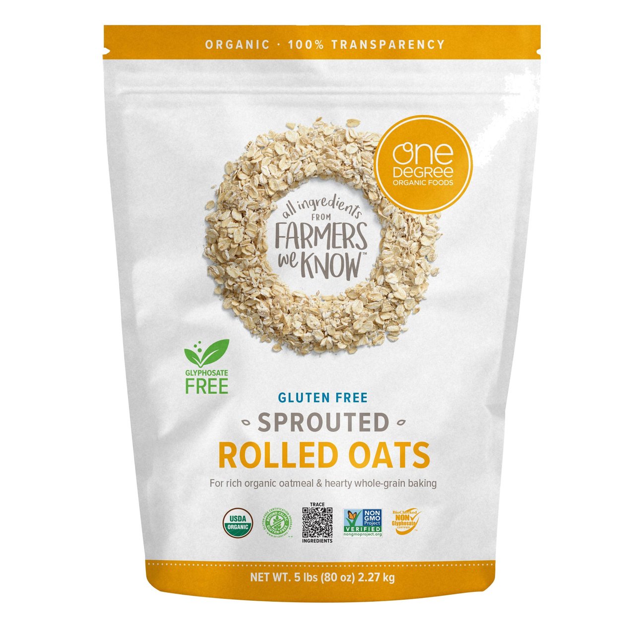 One Degree Gluten-Free Organic Rolled Oats 80 oz - Image 1