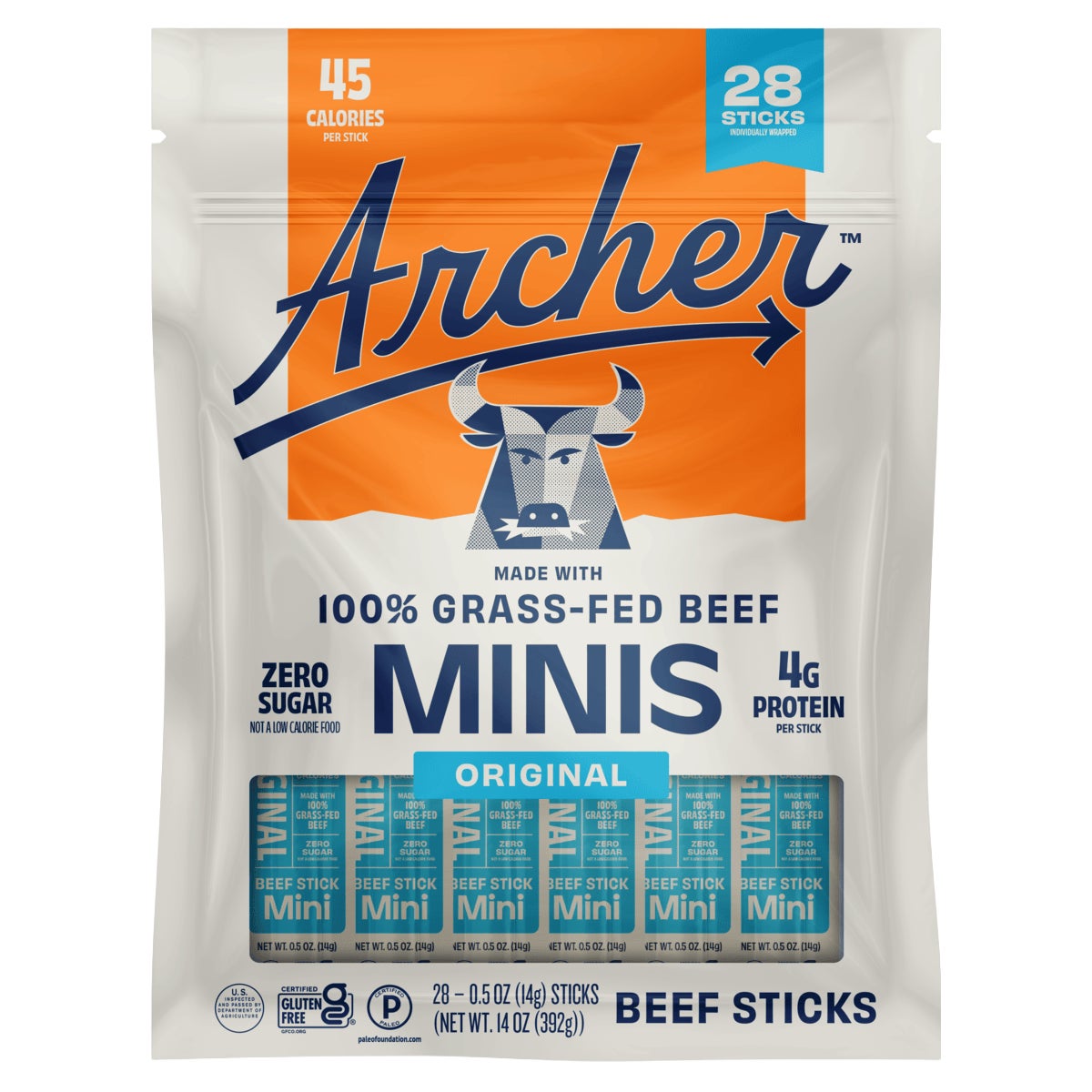 Country Archer Grass-Fed Beef Sticks 14 Ounces - Image 1