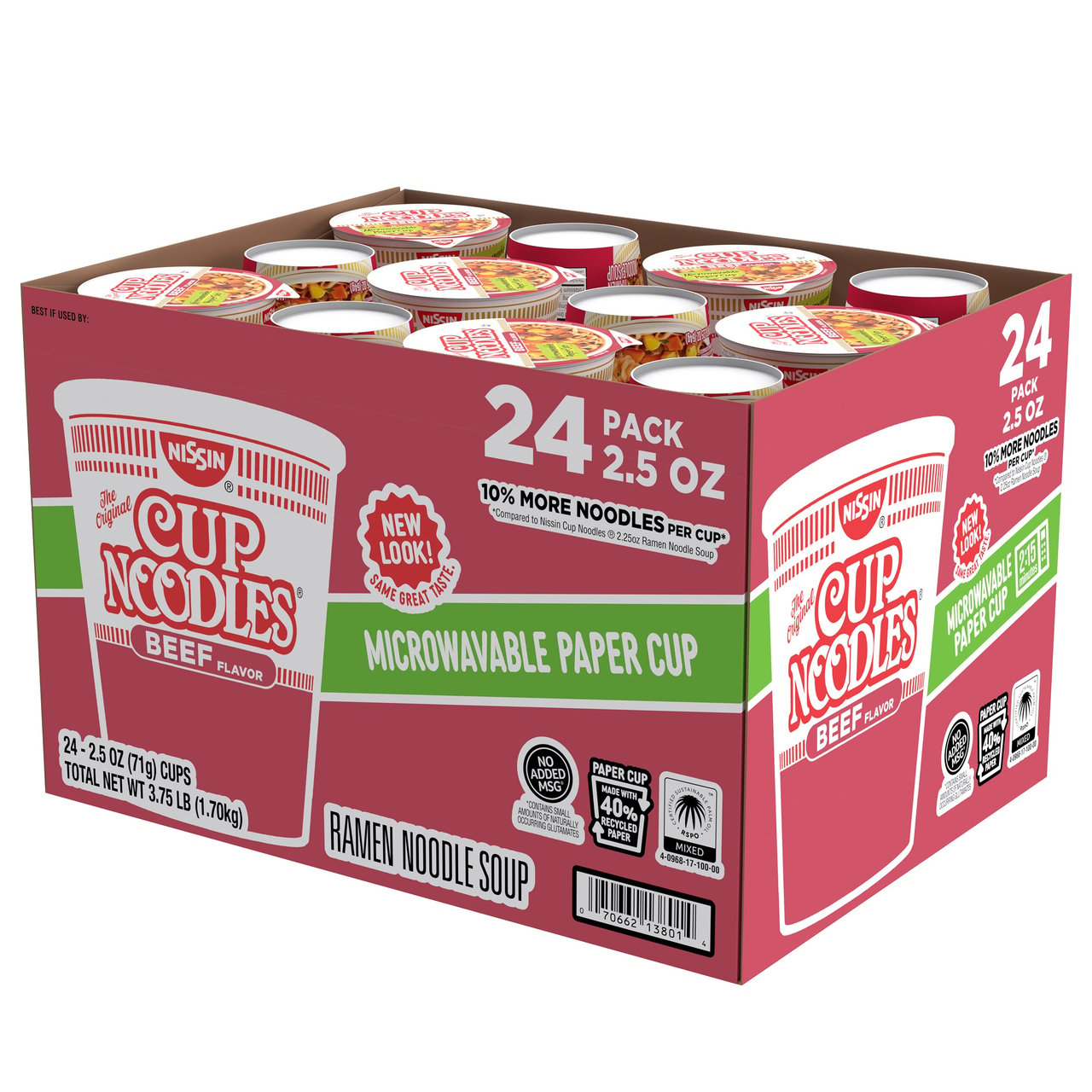 Nissin Cup Noodles Beef Flavor 24/2.5 oz - Image 1