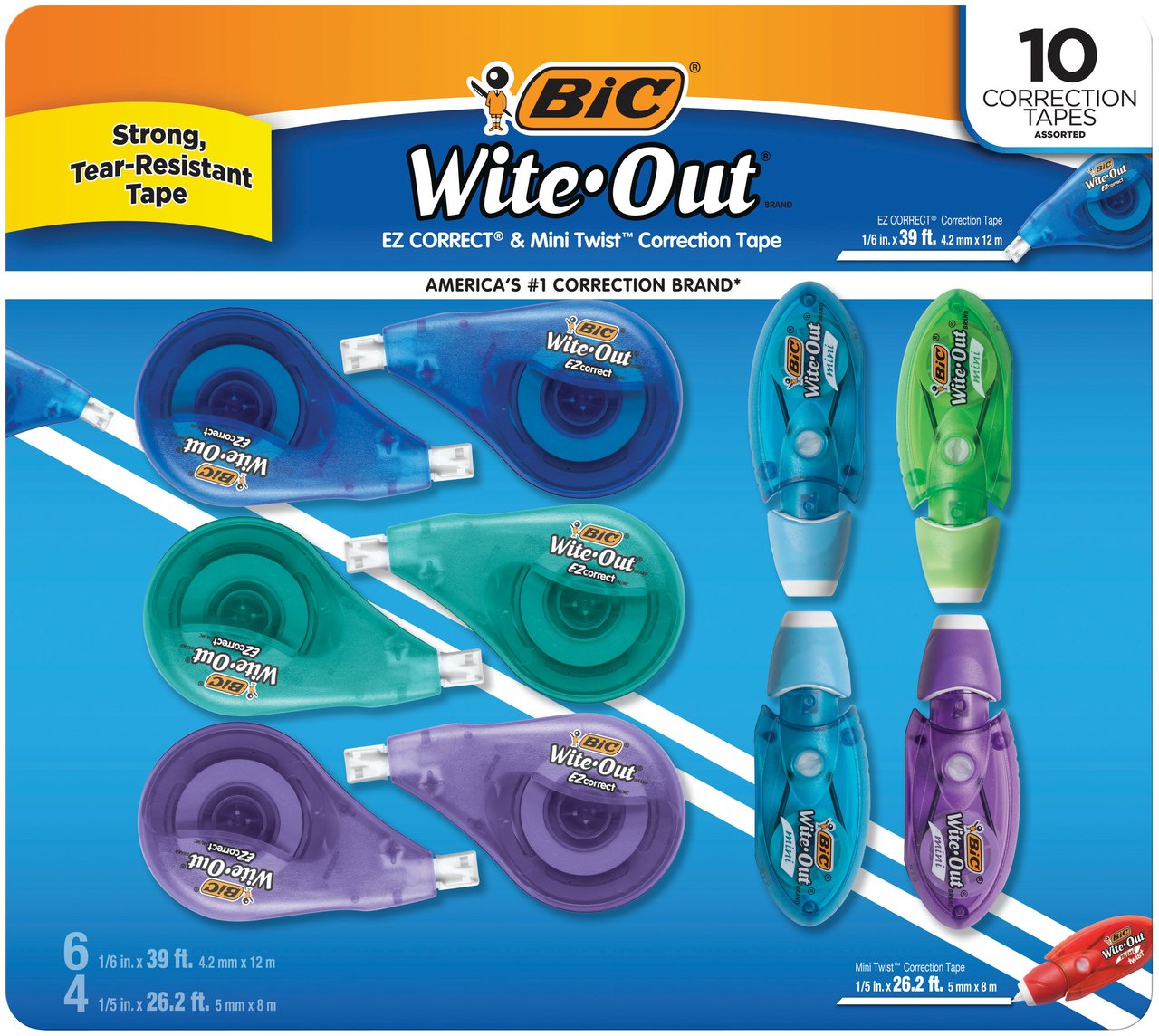 BIC Wite-Out Correction Tape, Variety Pack, 10-Count - Image 1