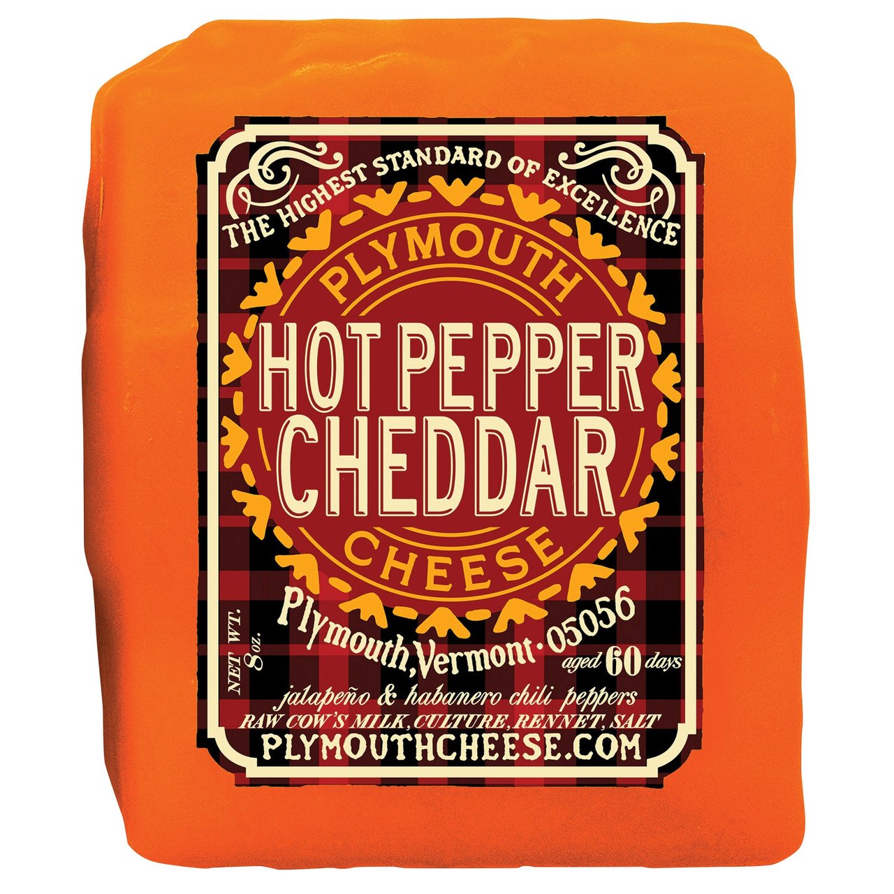 Plymouth Hot Pepper Cheddar, 8 Ounces - Image 1