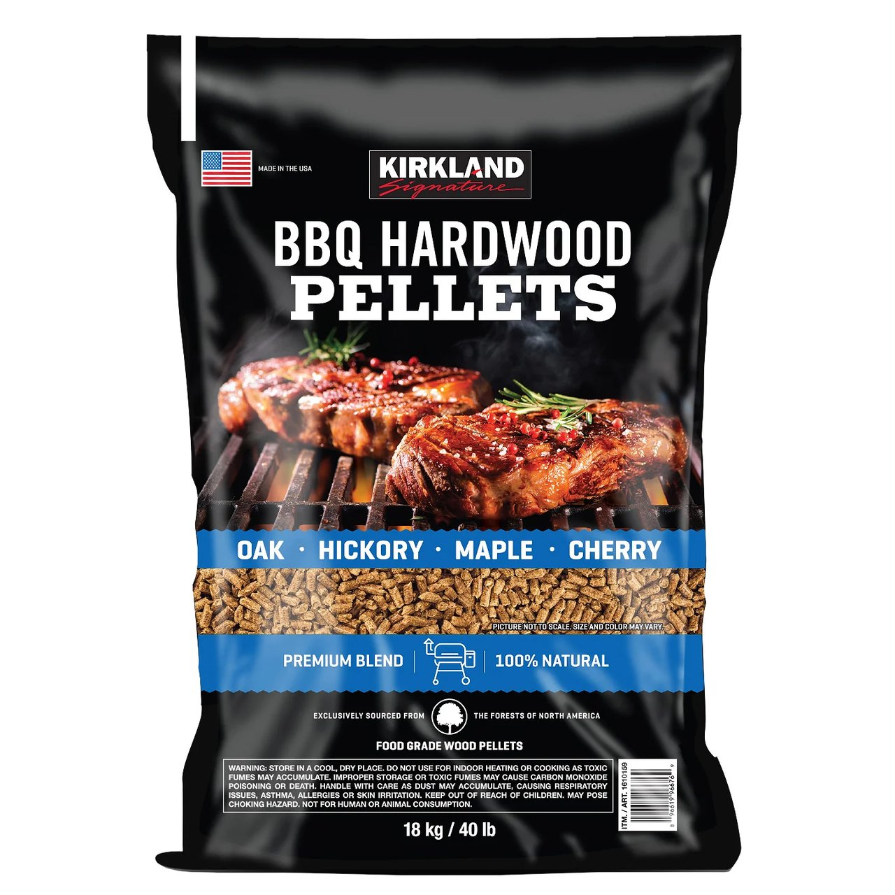 Kirkland Signature Premium Blend BBQ Hardwood Pellets, 40 lb - Image 1
