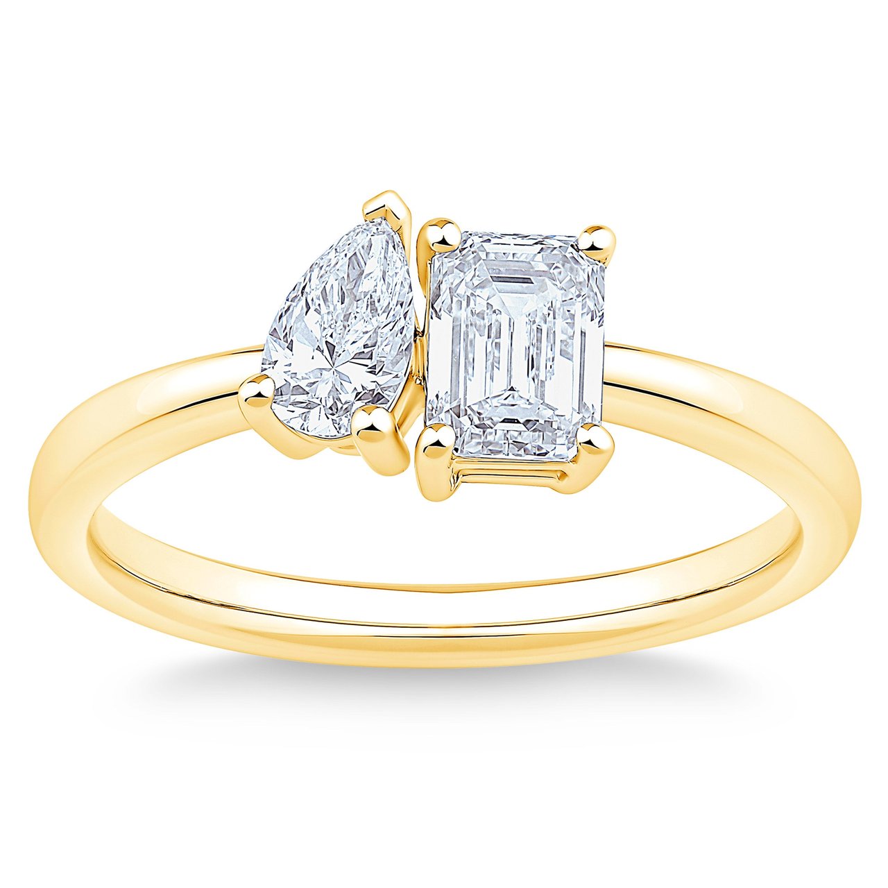 14KT Yellow Gold VS2 G 1.00 CTW Toi et Moi Diamond Ring - Image 1