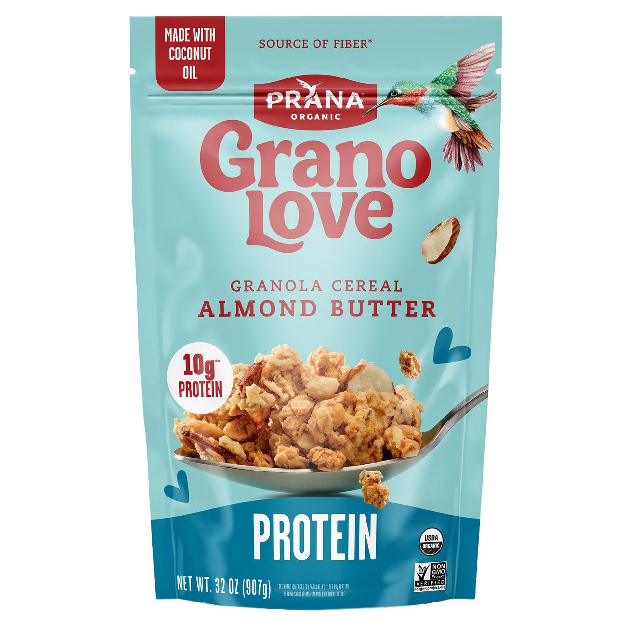 PRANA Organic Grano Love Almond Butter Protein Granola Cereal, 32 oz - Image 1