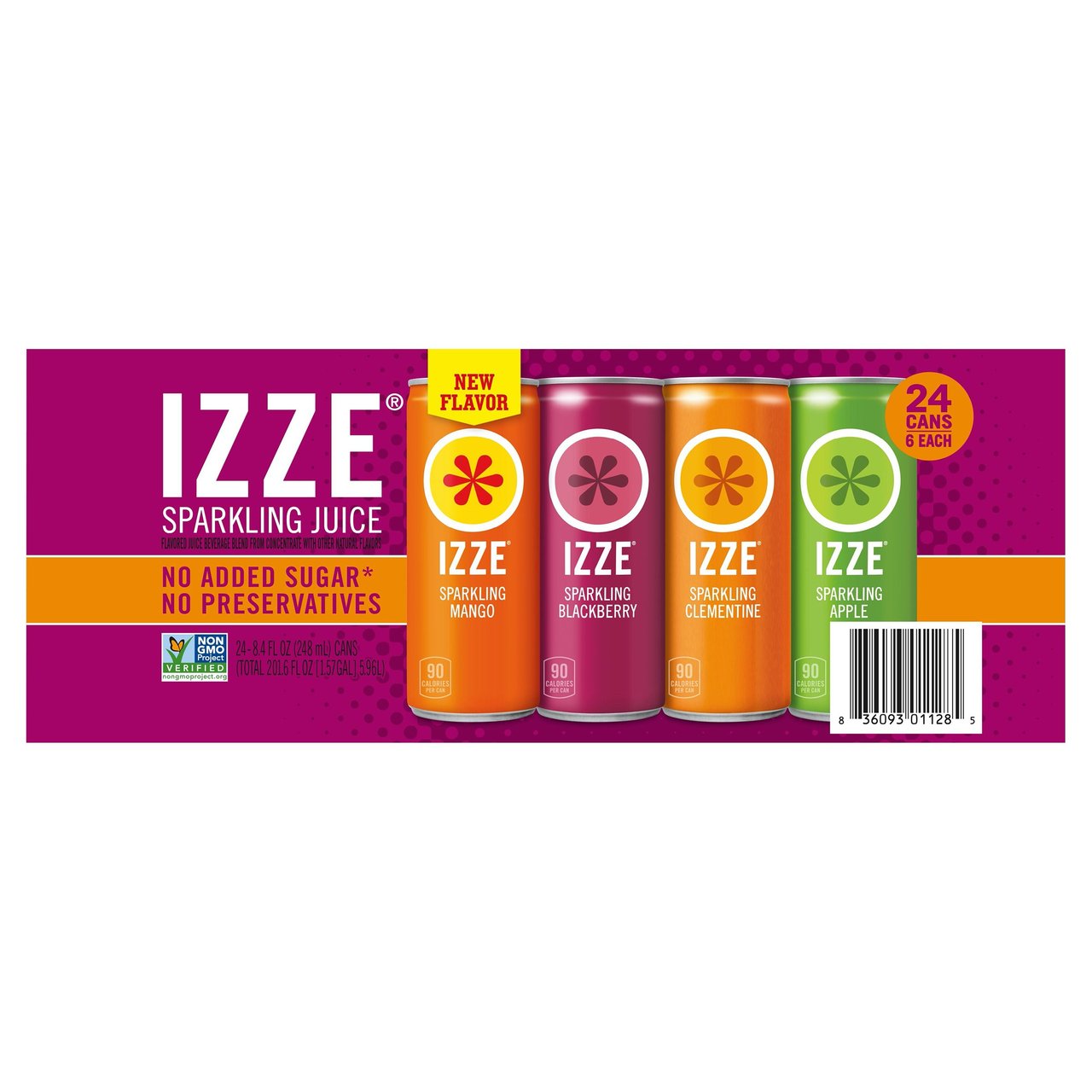 IZZE Sparkling Juice Variety Pack, 24 Cans / 8.4 oz - Image 1