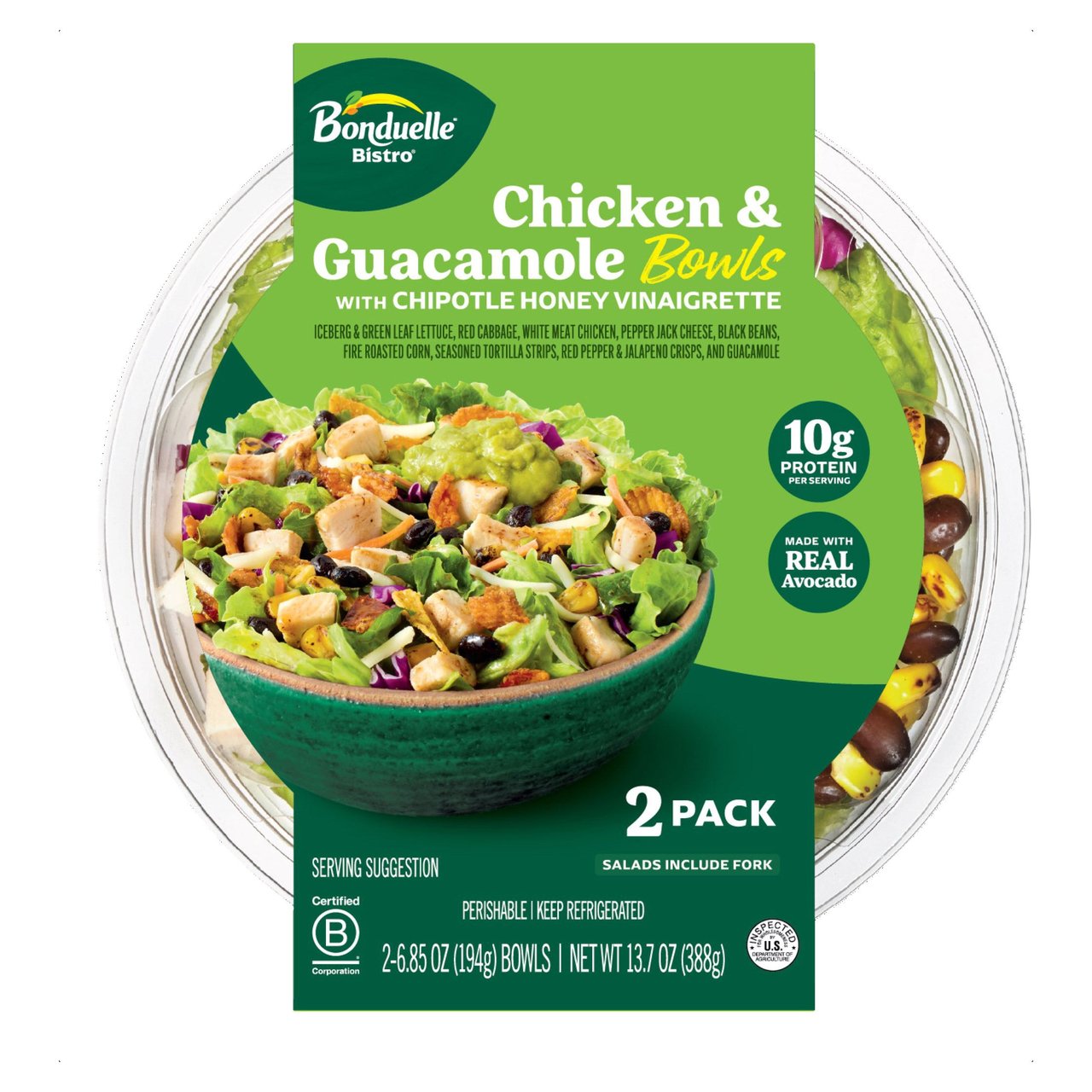 Bonduelle Chicken & Guacamole Loaded Bowl, 2-Pack, 6.85 oz Each - Image 1