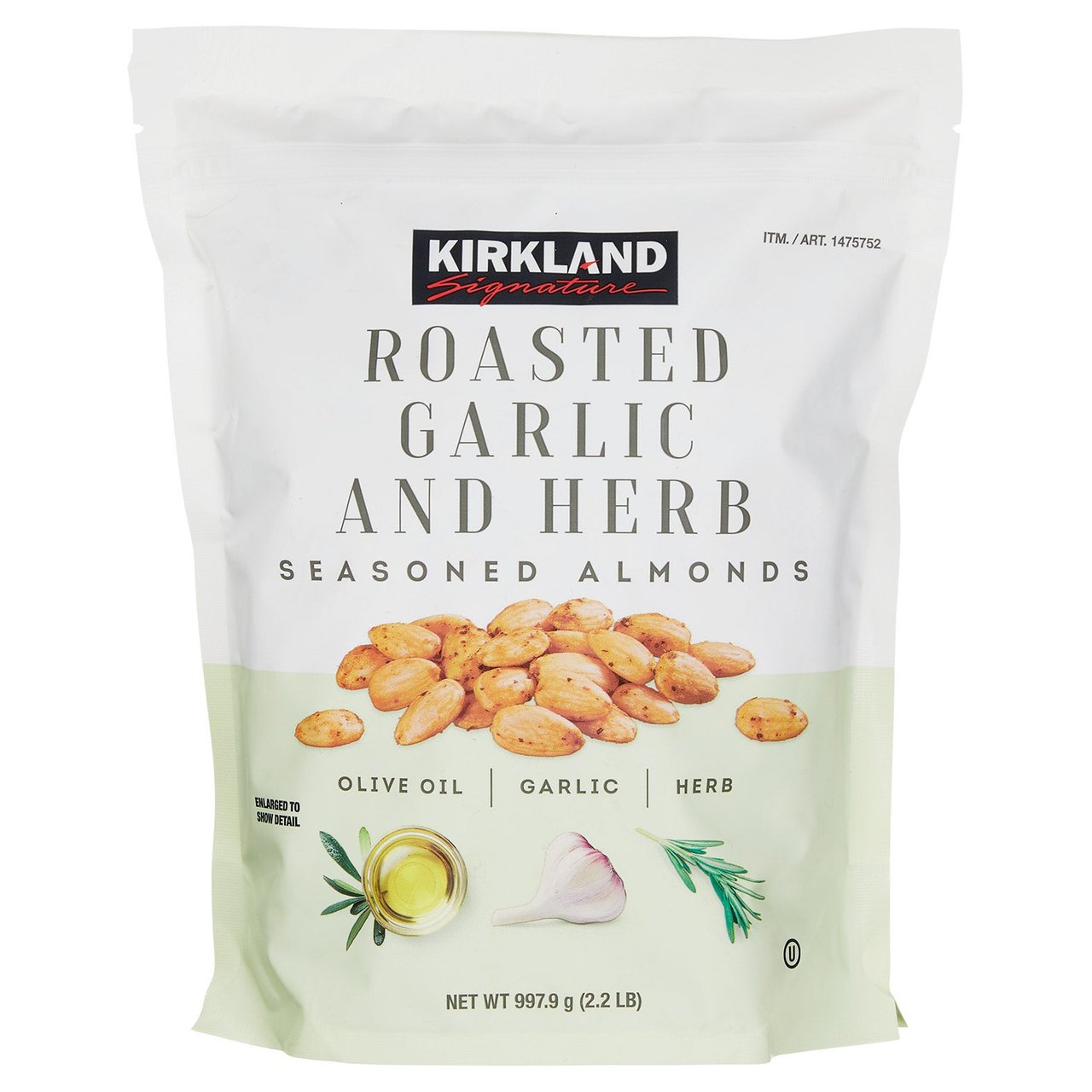 Kirkland Signature Roasted Garlic and Herb Seasoned Almonds 35.2 Ounce Bag - Image 1