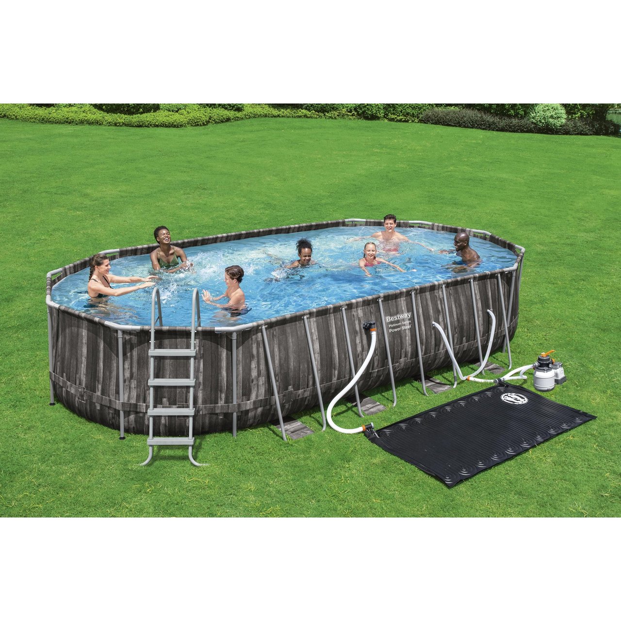 Bestway Power Steel 22' x 12' x 48" Above Ground Oval Pool Set - Image 1