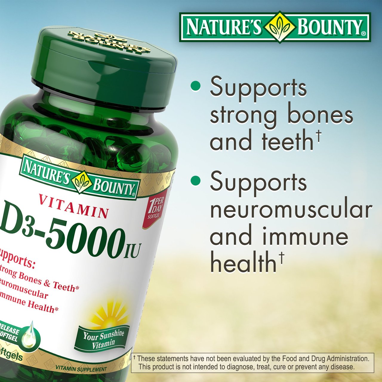 Nature's Bounty Vitamin D3 5000 IU, 300 Softgels