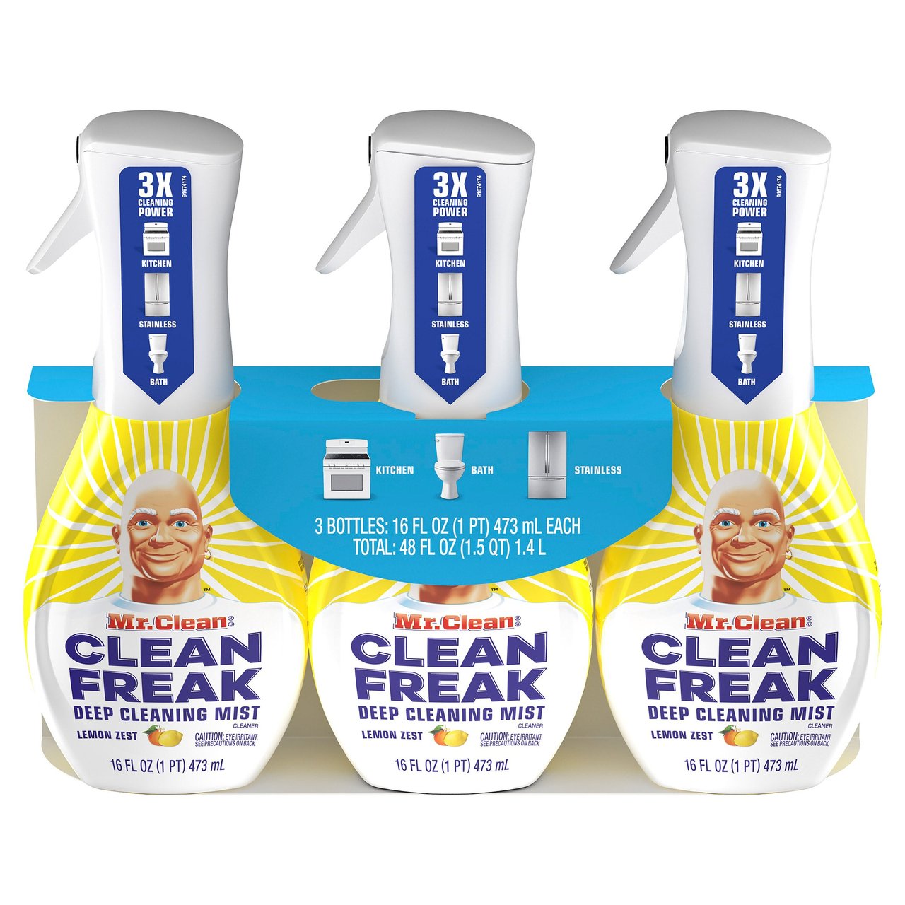 Mr. Clean Clean Freak Deep Cleaning Mist Spray, Lemon Zest, 3 x 16 oz - Image 1