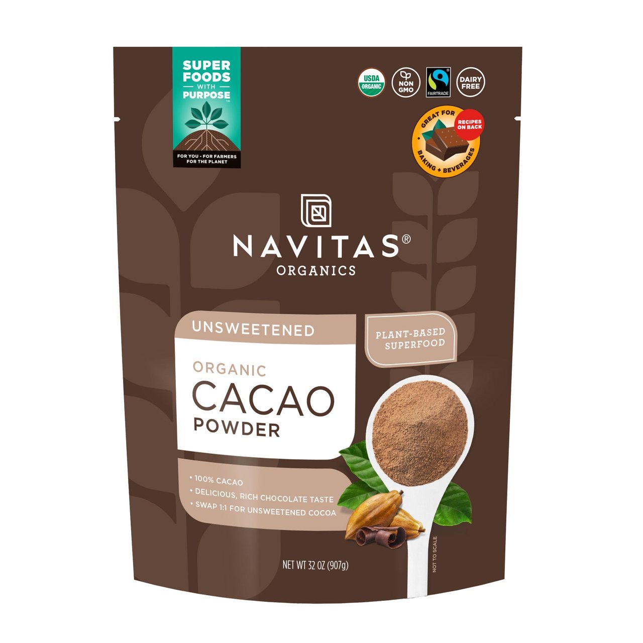 Navitas Organics Organic Cacao Powder, 32 oz - Image 1