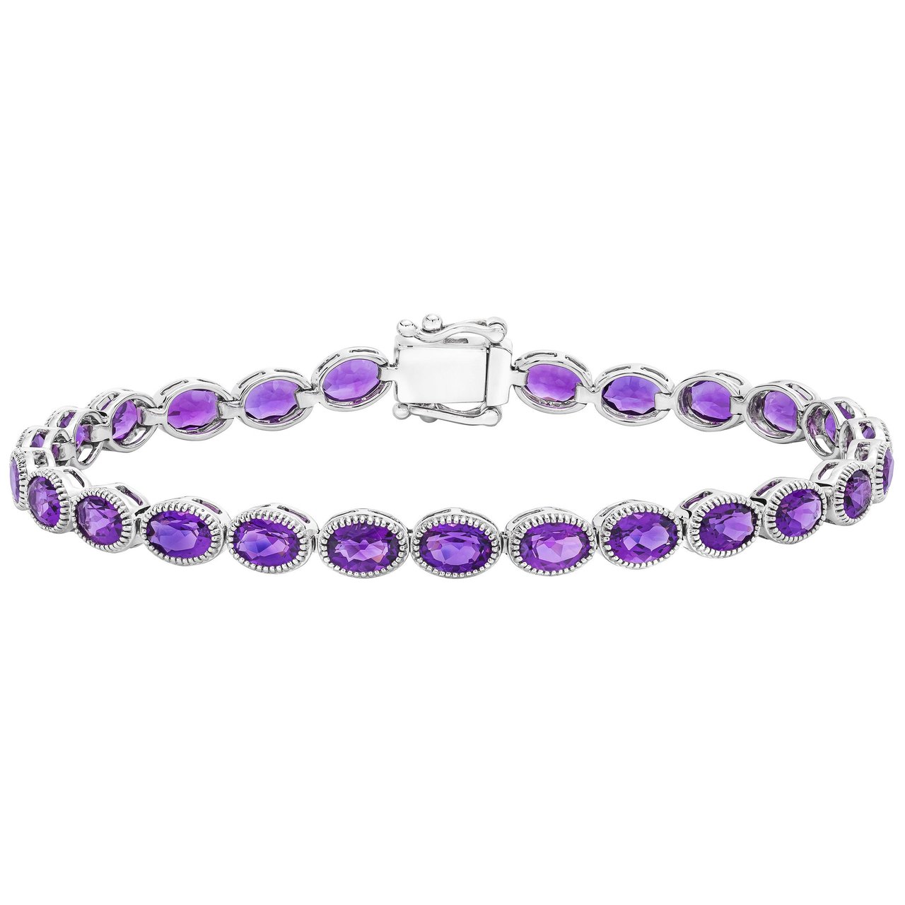14kt White Gold 6x4mm Amethyst Bracelet - Image 1