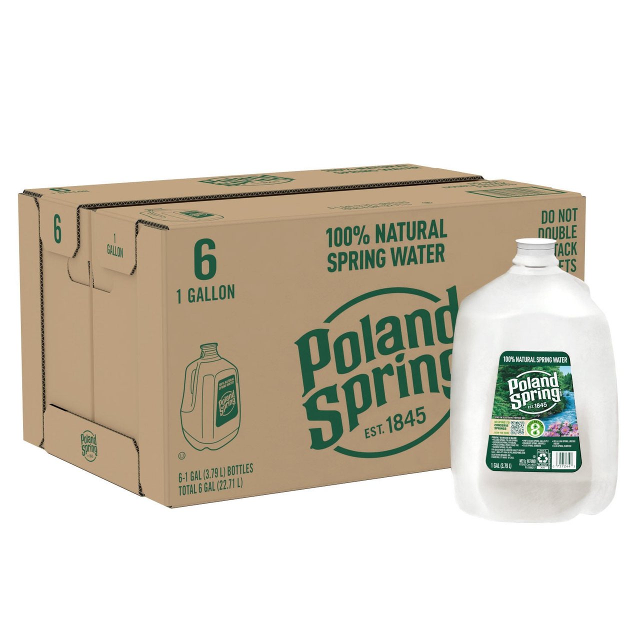 Poland Spring 100% Natural Spring Water, 6 Pack 1 Gallon Jugs - Image 1