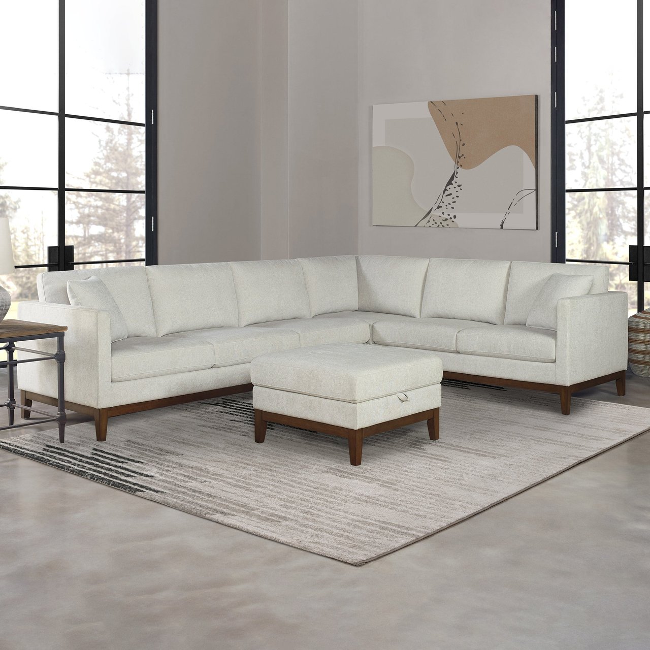 Thomasville Livingston Fabric Sectional with Wood Base - Image 1