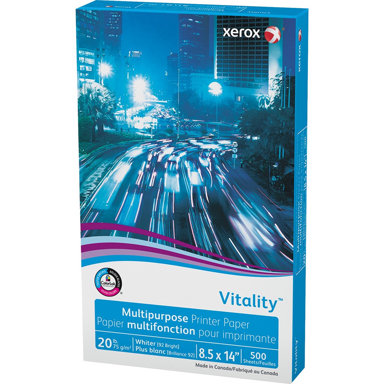 Xerox Vitality Multipurpose Paper, 20 lb, 92 Brightness, 8.5" x 14" Legal, 500 Count