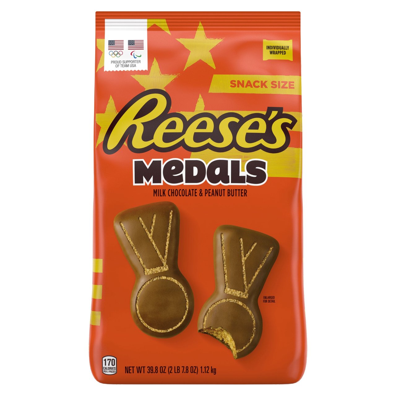 Reese's Medals Milk Chocolate & Peanut Butter Snack Size Candy, 39.8 oz Bag