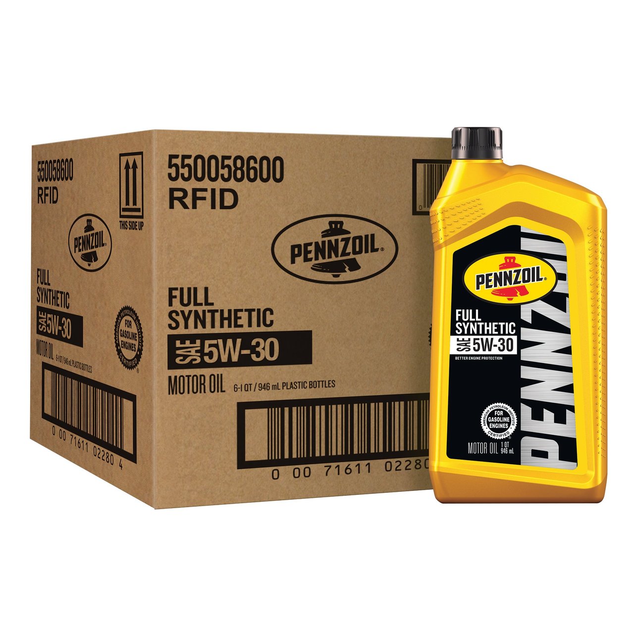 Pennzoil Platinum Full Synthetic 5W-30 Motor Oil, 6-Pack (1 Quart Each)