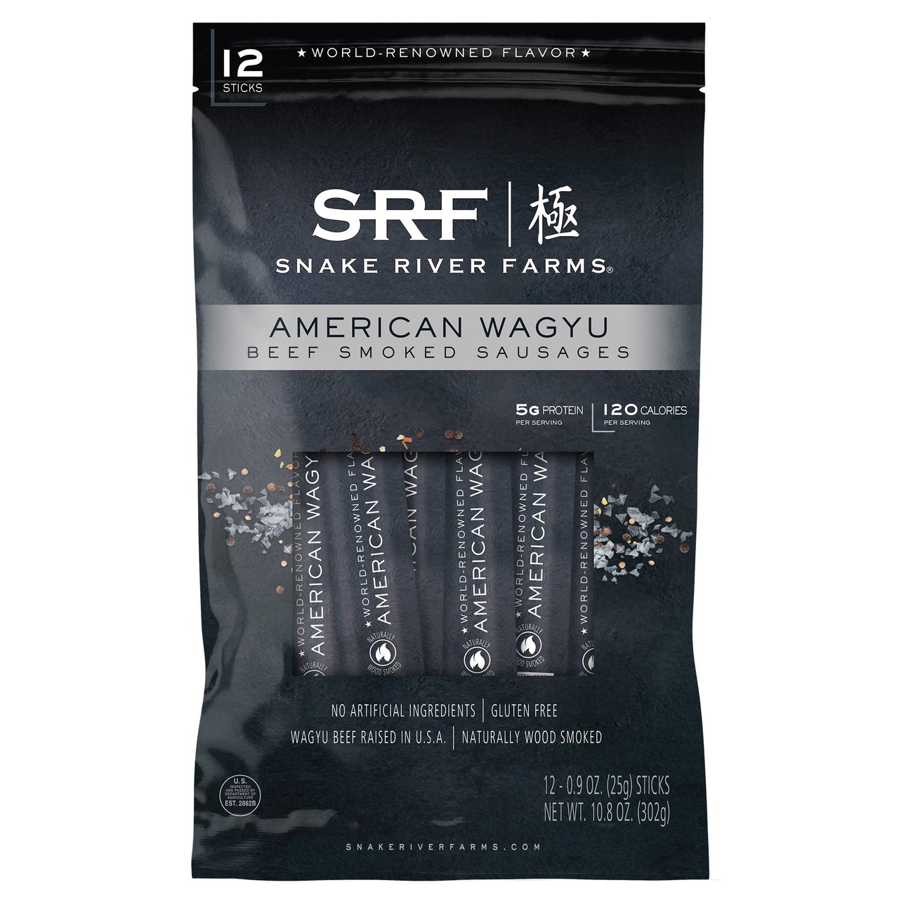Snake River Farms Wagyu Beef Sticks, 12 Pack, 0.9 Ounces Each - Image 1