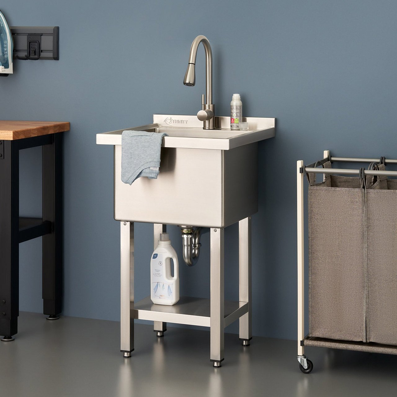Trinity Utility Sink with Pull-Out Faucet 18x16x13 - Image 1