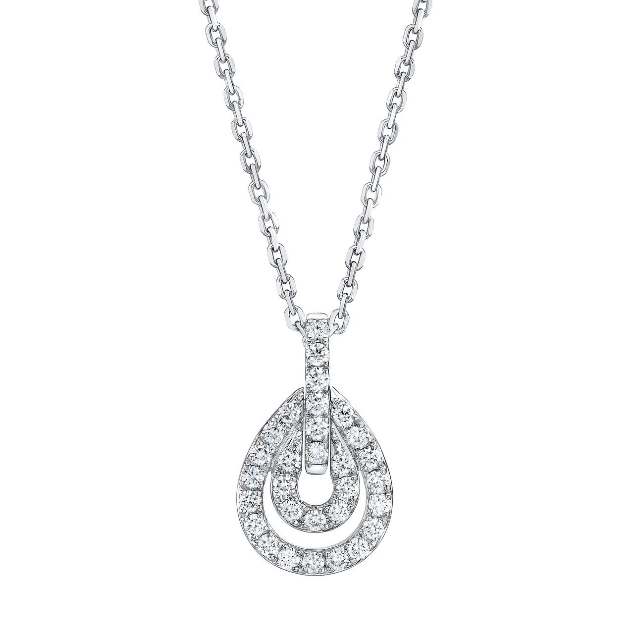 14kt White Gold VS2 I 0.48ctw Round Diamond Teardrop Pendant - Image 1