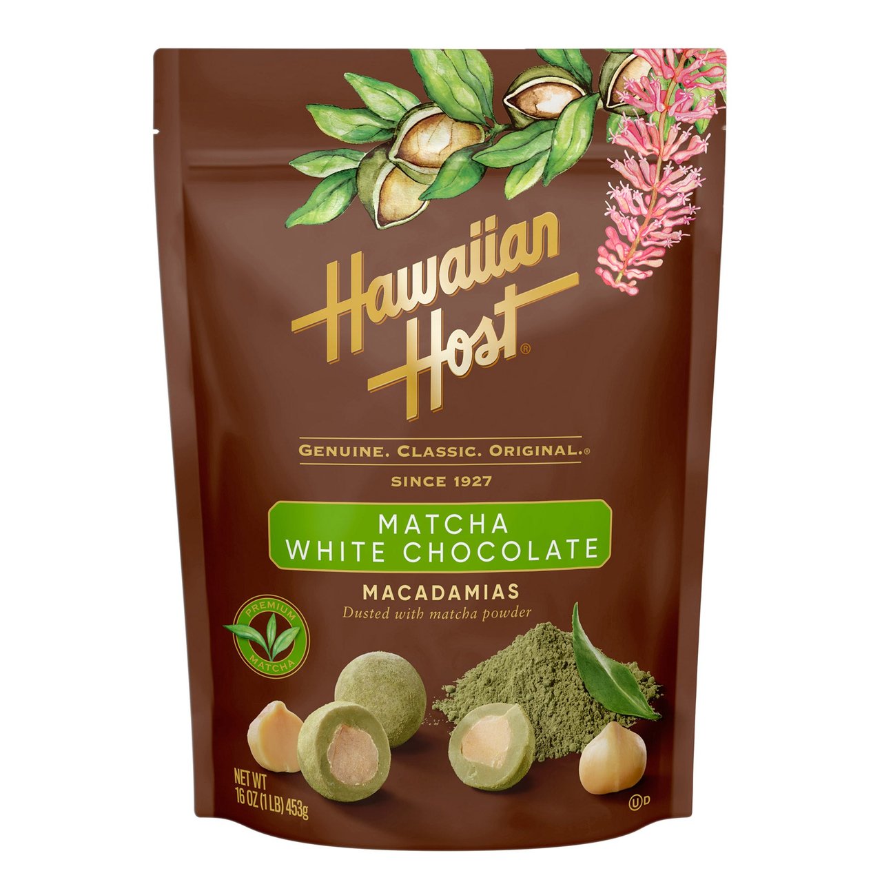 Hawaiian Host Matcha White Chocolate Macadamia Nuts 16 oz - Image 1