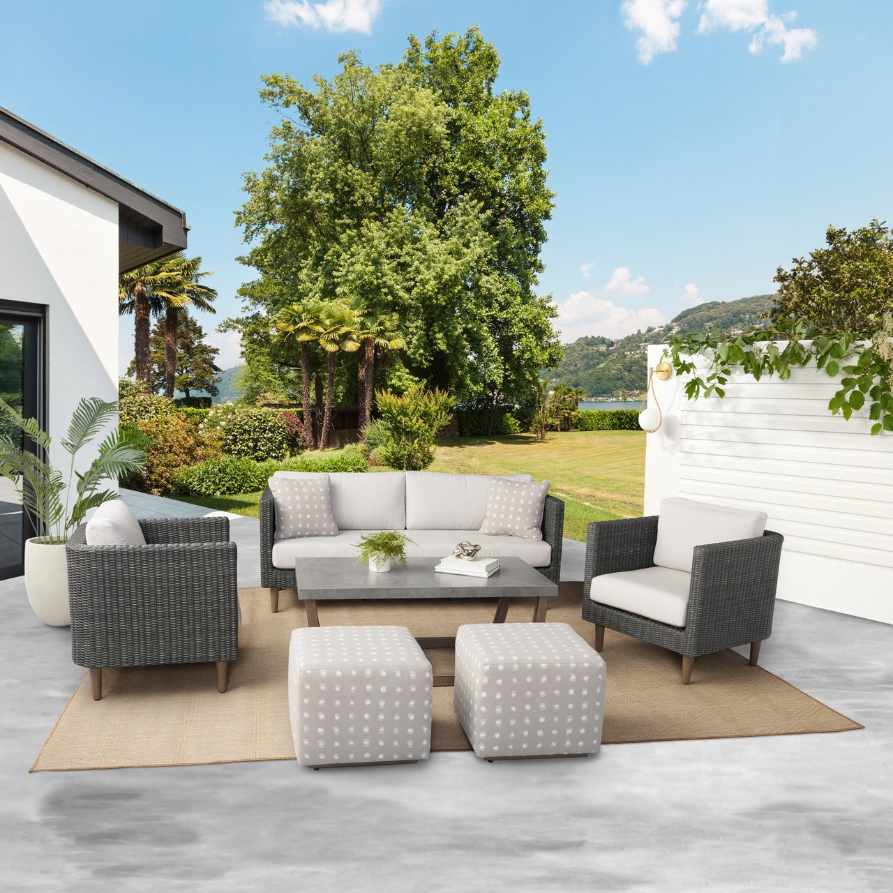 Agio Volos 6-Piece Woven Outdoor Patio Seating Set - Image 1