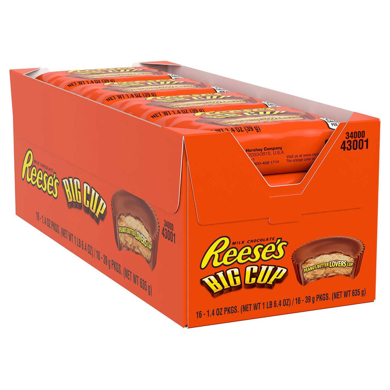 Reese's Big Cup Milk Chocolate Peanut Butter Cups, 1.4 oz (16 Count)