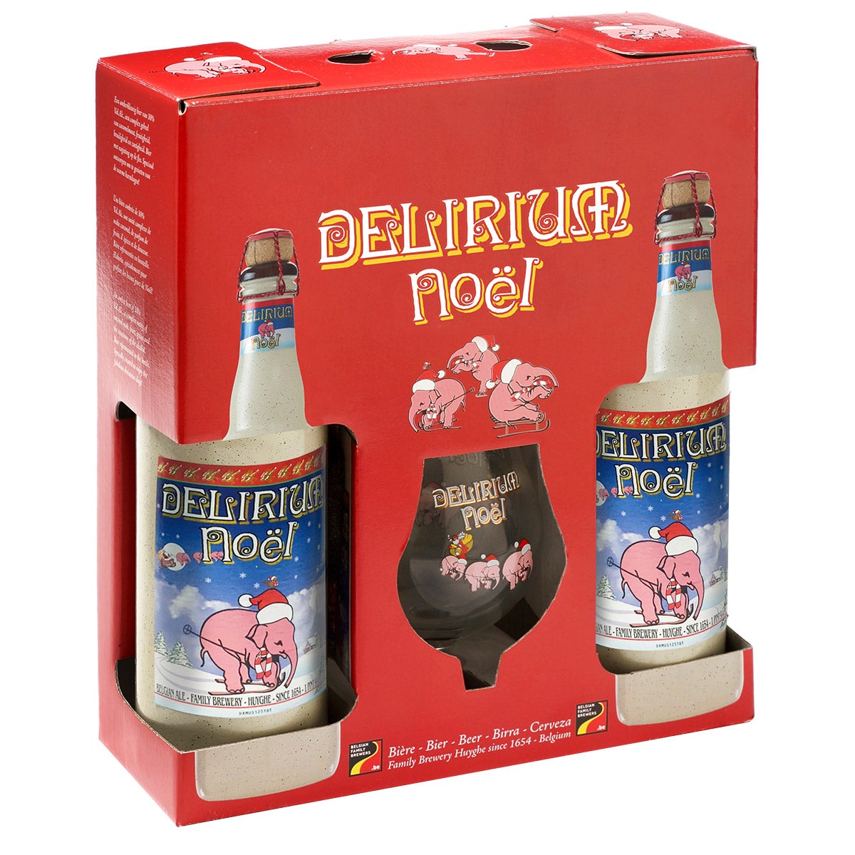 Delirium Noel Belgian Christmas Ale Gift Pack 2/750ml & Glass